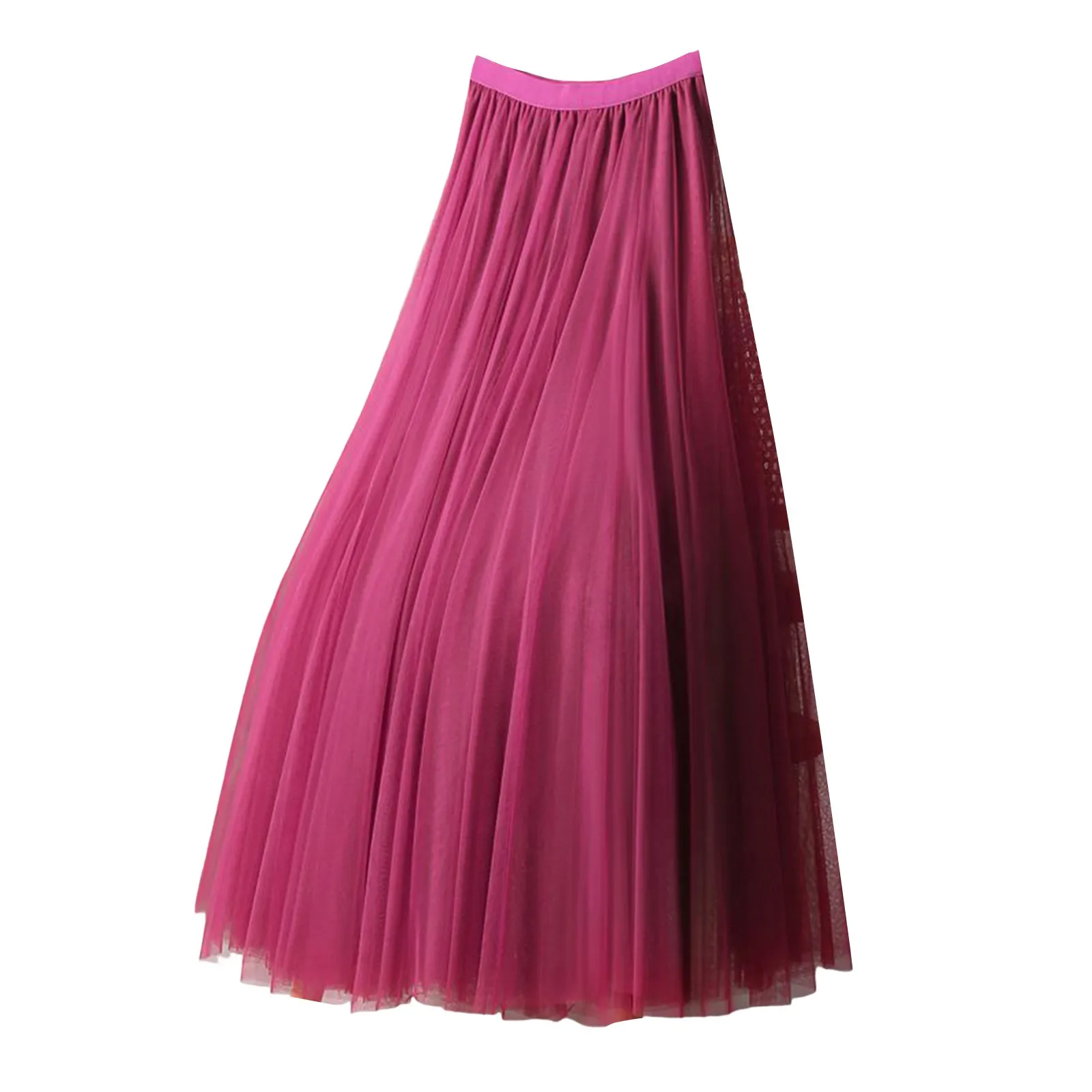 Elegant Tulle Skirts For Women High Waist Mesh Pleated Skirt Korean Fashion Elastic Waist All Match A Line Skirts Faldas