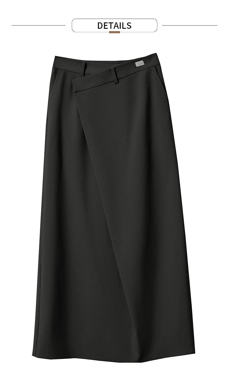 AMII Minimalist Half-body Skirt Women 2026 Autumn New Elegant Commuter Anti-wrinkle Asymmetric A-line Slim Long Skirt 12541053