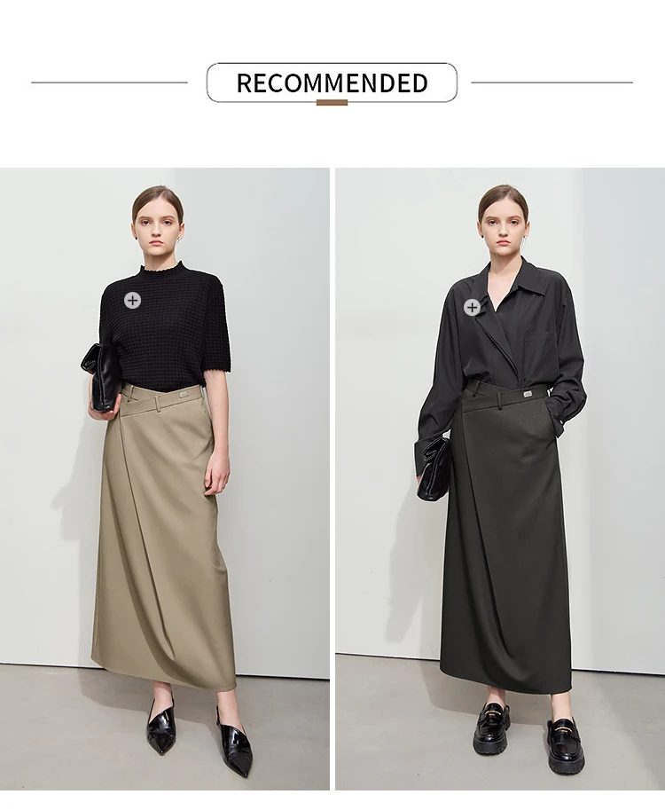AMII Minimalist Half-body Skirt Women 2026 Autumn New Elegant Commuter Anti-wrinkle Asymmetric A-line Slim Long Skirt 12541053