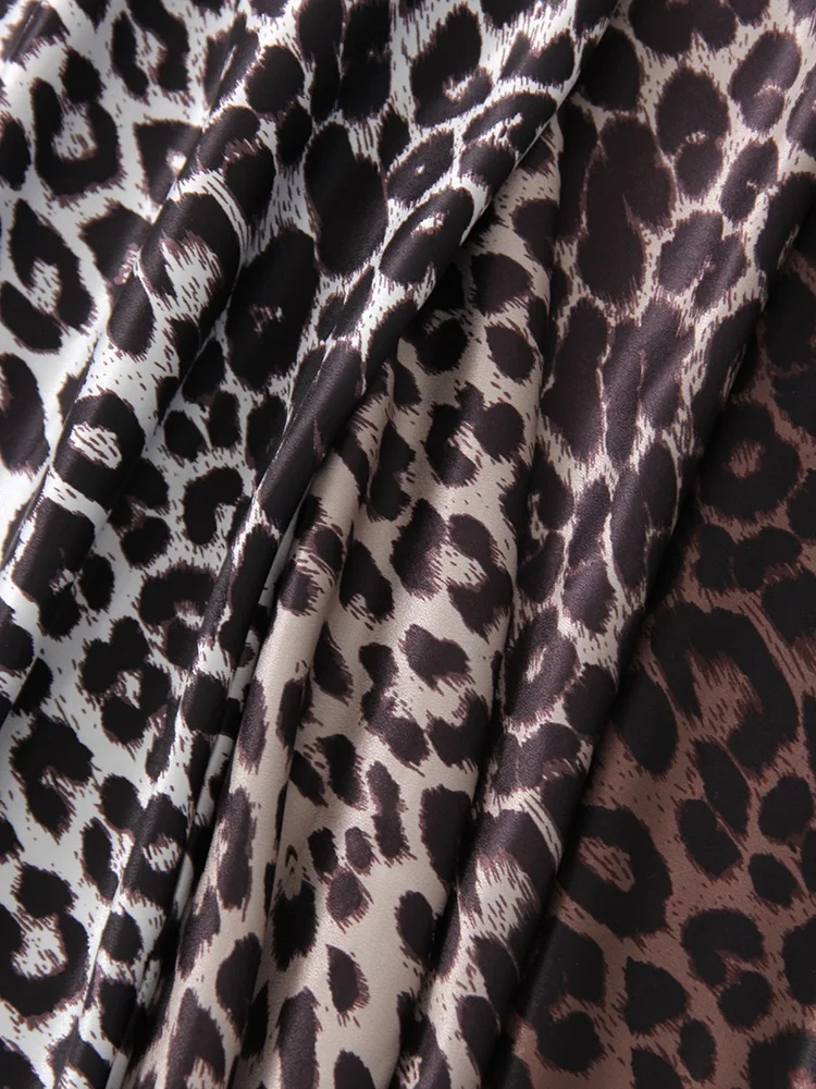 Long Leopard Skirt Women 2026 Luxury Satin Skirts Ladies Office Party A Line High Waist Brown Skirt For Women Maxi Spring Summer