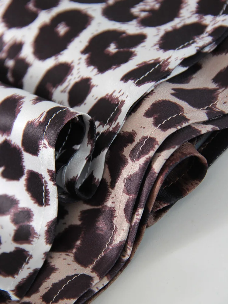 Long Leopard Skirt Women 2026 Luxury Satin Skirts Ladies Office Party A Line High Waist Brown Skirt For Women Maxi Spring Summer