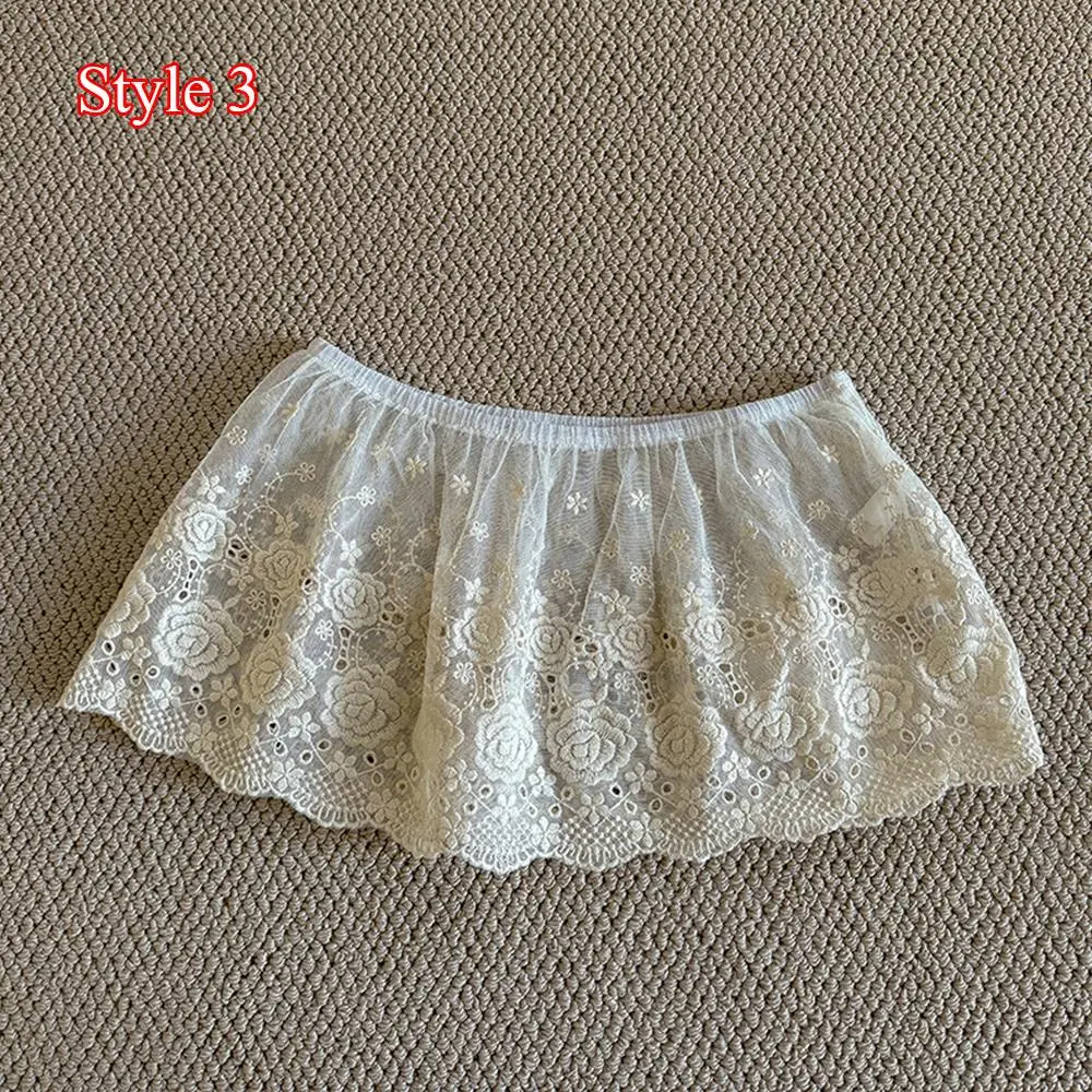 Y2K Mini Skirts Women Harajuku Aesthetic White Tulle Bandage Skirt Japanese Vintage Lolita Lace Trim Miniskirt Matching Pants
