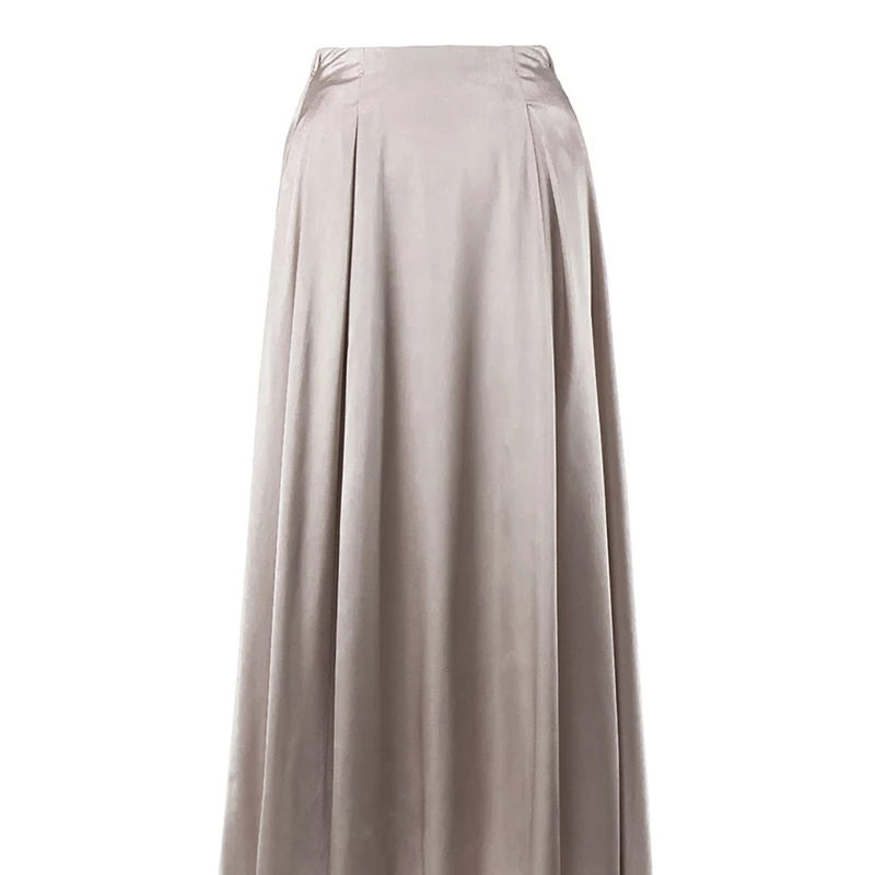 Elegant Satin Loose Women Skirt 2025 High Waist Maxi Skirts Streetwear Classic Long Skirt Fashion Female Black Skirt