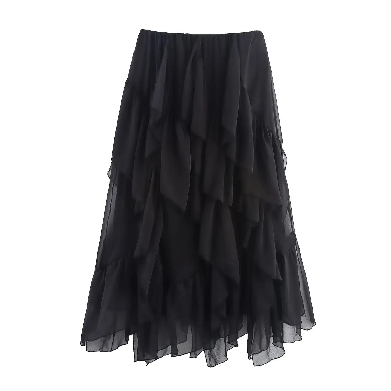 Irregular Ruffles Cake Skirt Pleated Cake Womens Skirt High Waist Faldas Mujer Japan Style Eleganr Skirts Spring Summer 2025