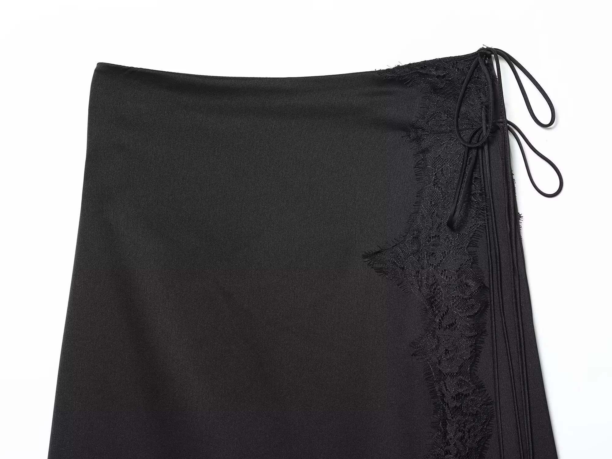 BSAY Lace Satin Asymmetry Skirt Women Fashion Autumn Winter side zip black Chic Female High Waist Elegant Long Midi Skirts Mujer