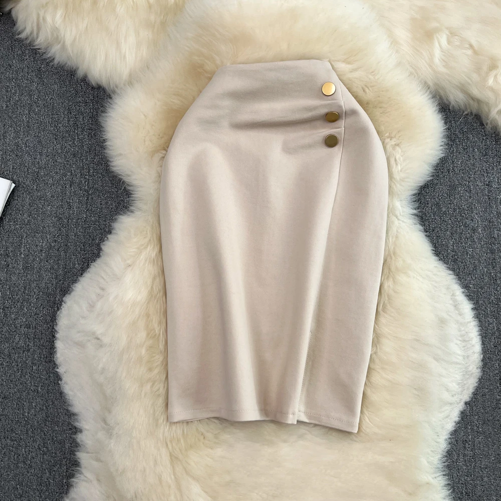 Women Elegant Pelated Midi Skirt 2024 Summer Fashion Casual Mid Length OL Work Office Skirts