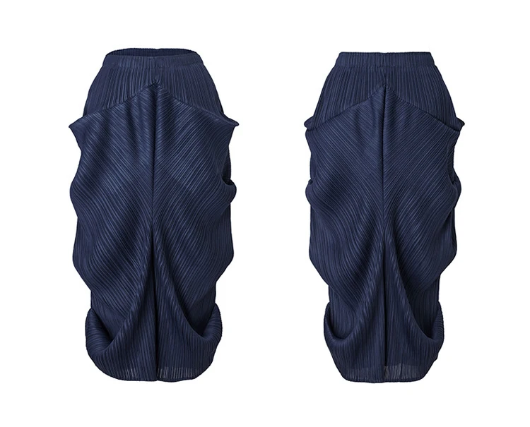 LANMREM 2025 New Women's Elegant Niche Design Pleated A-line Skirt Summer Fashion Irregular Elastic Wiast Loose Skirts 2DB2865