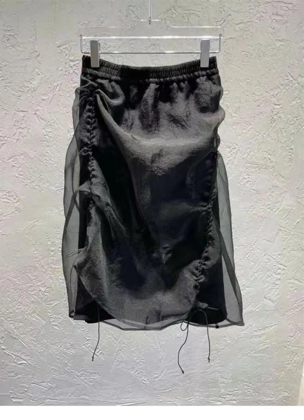 Summer Skirt Women's Clothing High Waist Organza Saia Drawstring Tunic Jupe Chic Irregular Mini Skirts 2025 Faldas Mujer De Moda