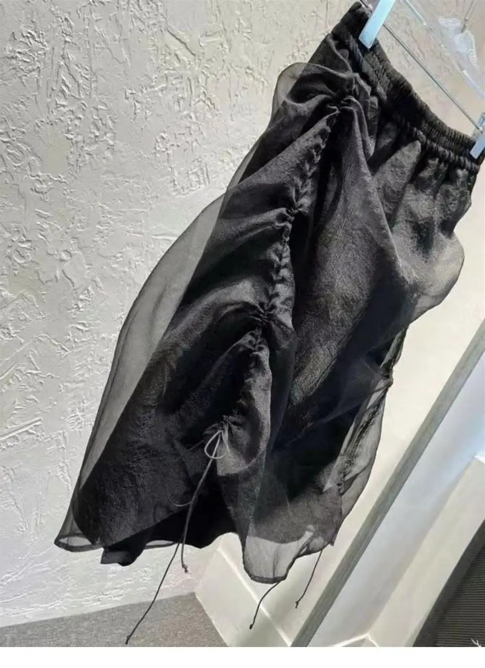 Summer Skirt Women's Clothing High Waist Organza Saia Drawstring Tunic Jupe Chic Irregular Mini Skirts 2025 Faldas Mujer De Moda