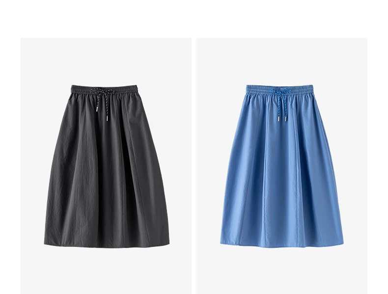 TOYOUTH Women Cotton Skirt 2026 Summer New Elastic Waist Patchwork Oversized Simple Casual A-Line Skirt