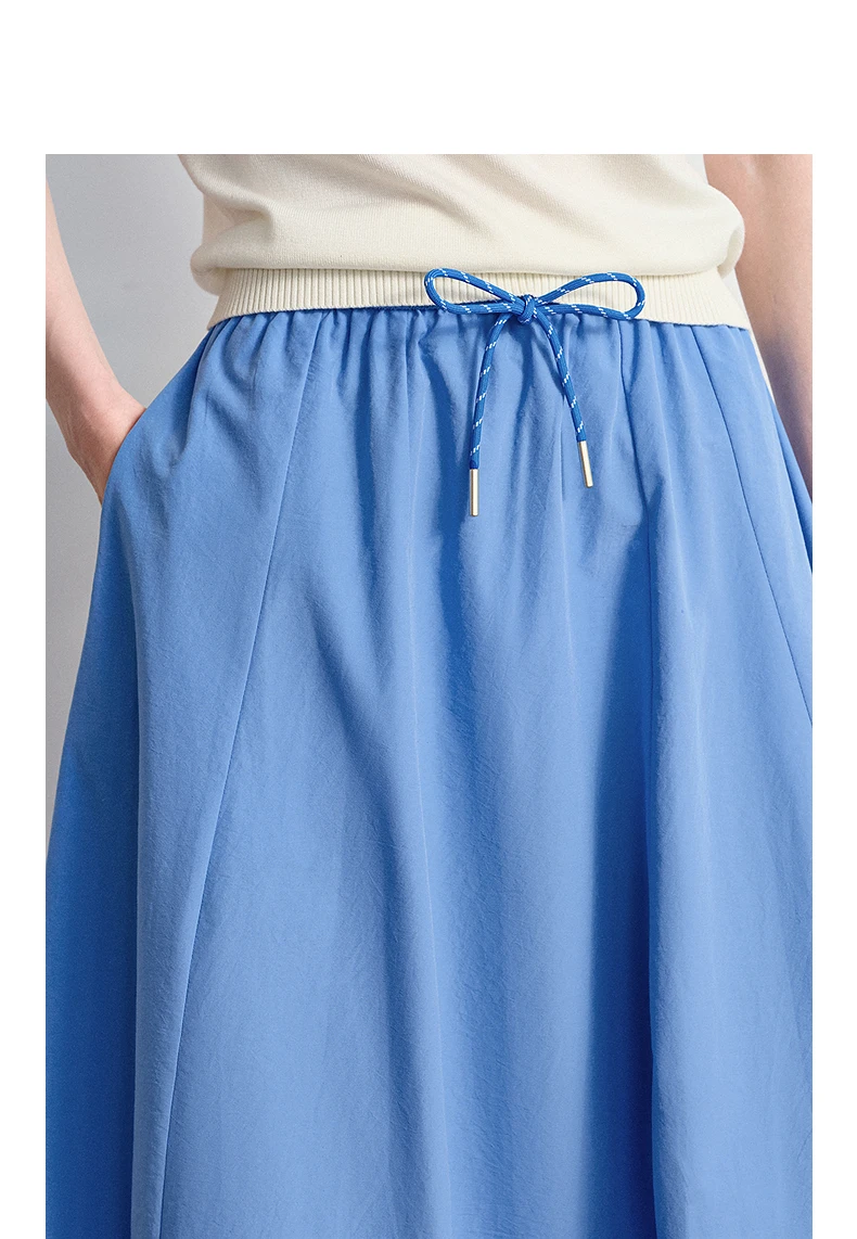 TOYOUTH Women Cotton Skirt 2026 Summer New Elastic Waist Patchwork Oversized Simple Casual A-Line Skirt