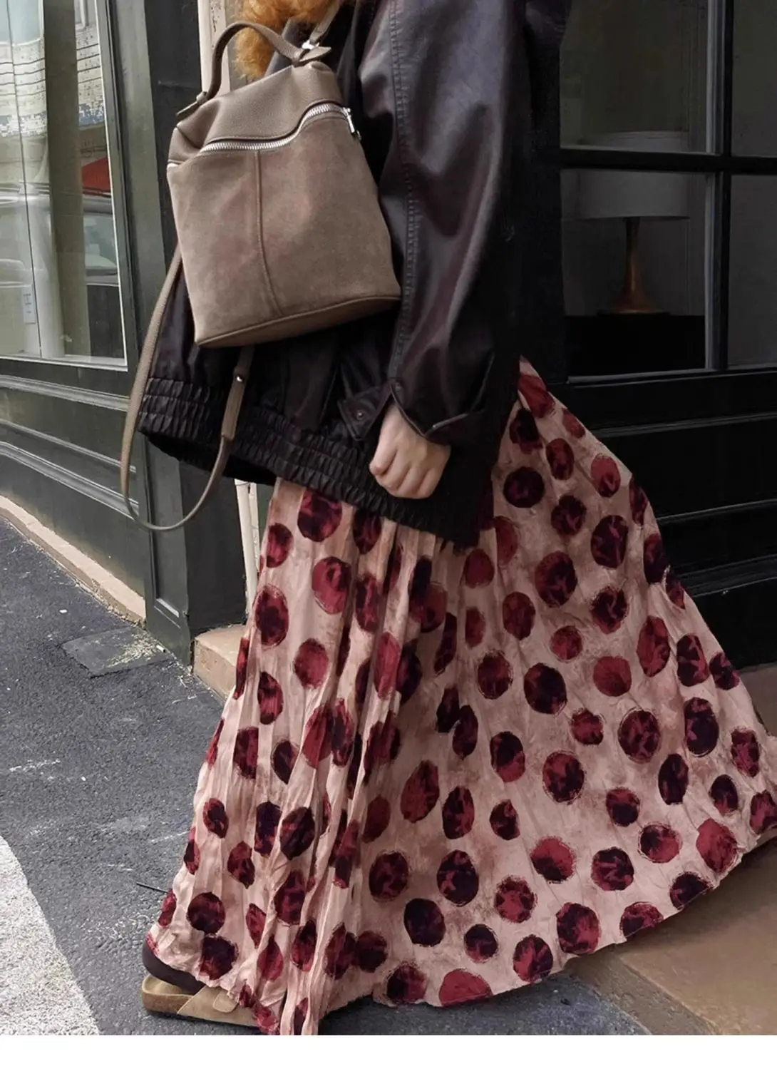 Trendy Vintage Polka Dot Print Maxi Skirt Women High Waist Long Skirt Design Spring Summer Clothes Loose Harajuku Y2k Skirts New
