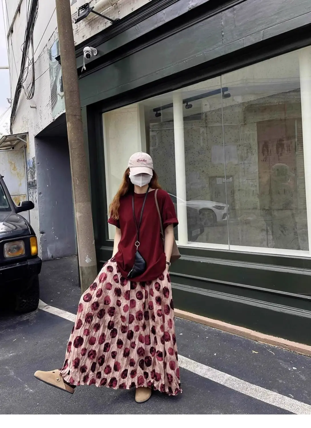 Trendy Vintage Polka Dot Print Maxi Skirt Women High Waist Long Skirt Design Spring Summer Clothes Loose Harajuku Y2k Skirts New