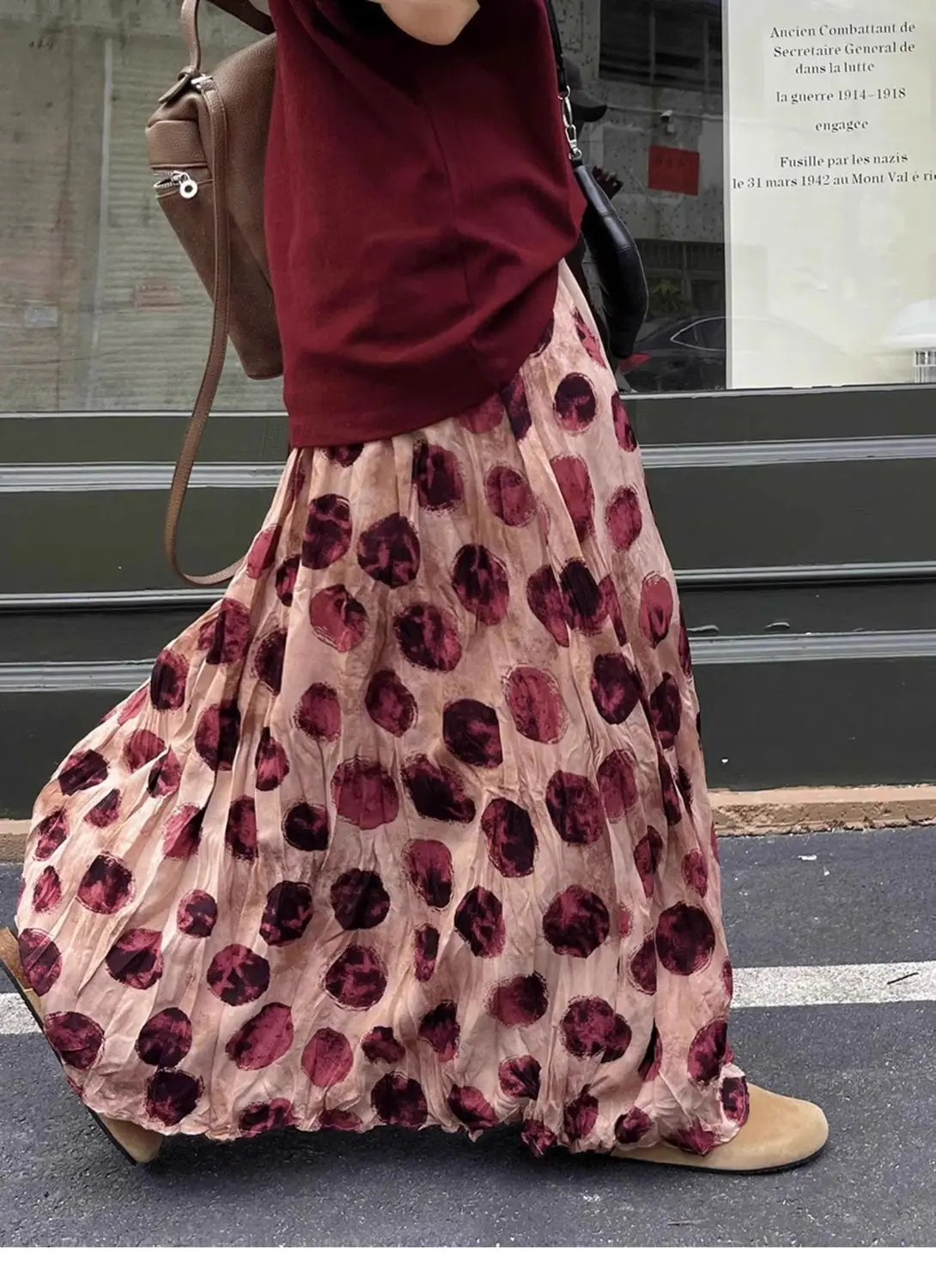 Trendy Vintage Polka Dot Print Maxi Skirt Women High Waist Long Skirt Design Spring Summer Clothes Loose Harajuku Y2k Skirts New
