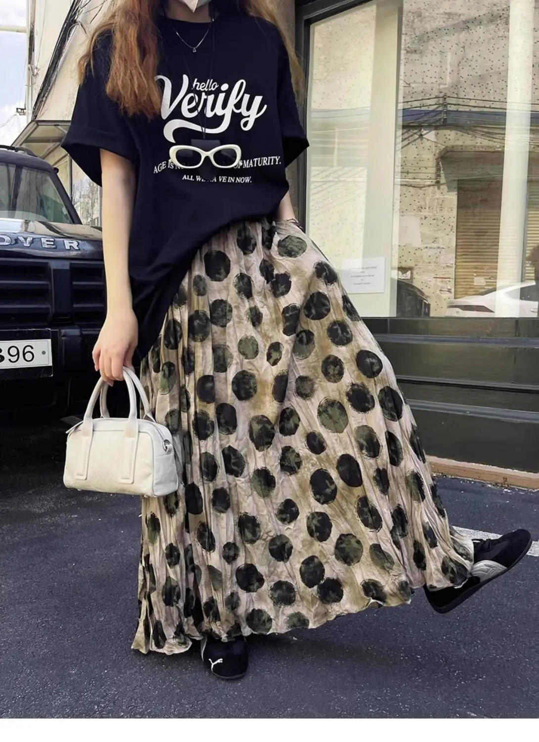Trendy Vintage Polka Dot Print Maxi Skirt Women High Waist Long Skirt Design Spring Summer Clothes Loose Harajuku Y2k Skirts New
