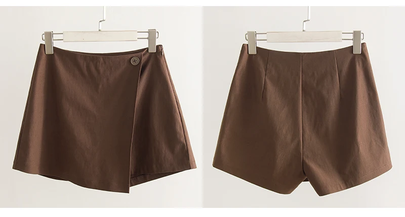 Streamgirl Asymmetric Mini Skorts For Women Summer Elastic High Waist Zipper Black Mini Skirts Shorts Ladies Casual Women Shorts