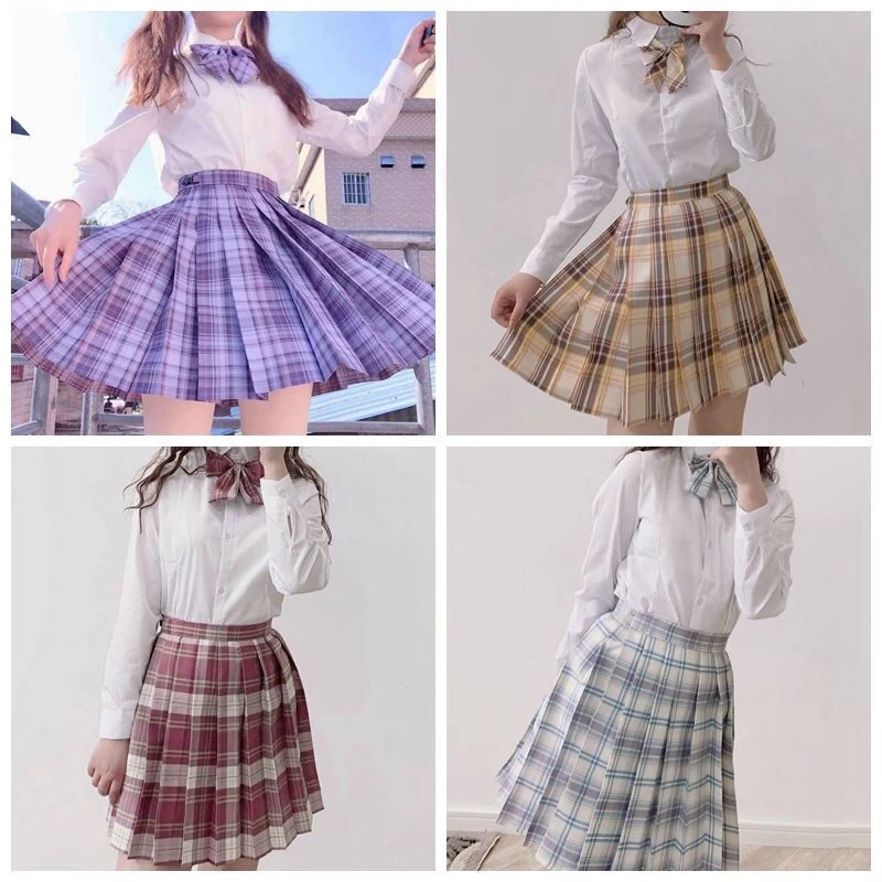 JMPRS Plaid Women Pleated Skirt Bow Knot Summer High Waist Preppy Girls Dance Mini Skirt Cute A Line Harajuku Sexy Japan Faldas