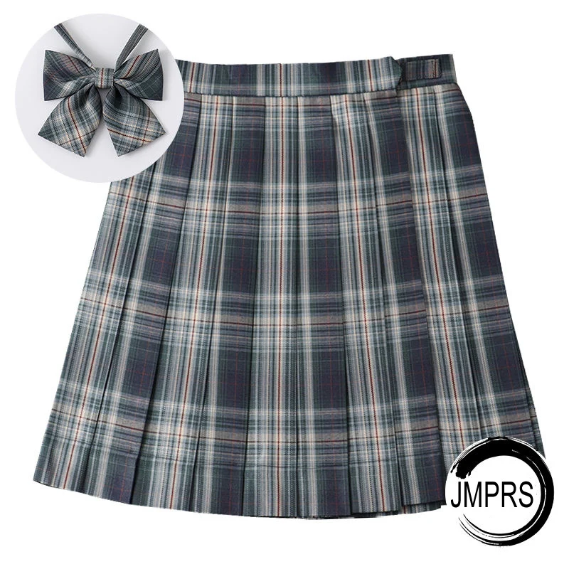 JMPRS Plaid Women Pleated Skirt Bow Knot Summer High Waist Preppy Girls Dance Mini Skirt Cute A Line Harajuku Sexy Japan Faldas