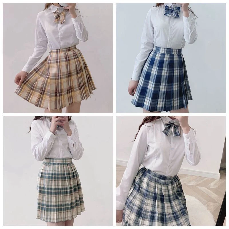 JMPRS Plaid Women Pleated Skirt Bow Knot Summer High Waist Preppy Girls Dance Mini Skirt Cute A Line Harajuku Sexy Japan Faldas
