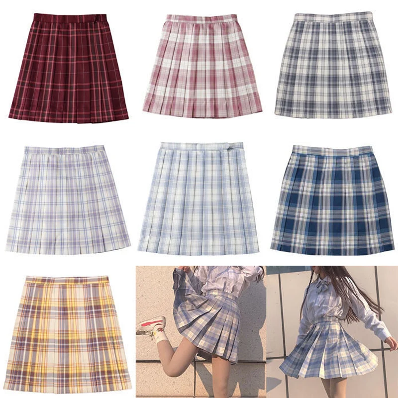 JMPRS Plaid Women Pleated Skirt Bow Knot Summer High Waist Preppy Girls Dance Mini Skirt Cute A Line Harajuku Sexy Japan Faldas