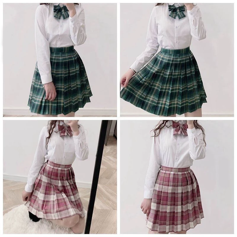 JMPRS Plaid Women Pleated Skirt Bow Knot Summer High Waist Preppy Girls Dance Mini Skirt Cute A Line Harajuku Sexy Japan Faldas