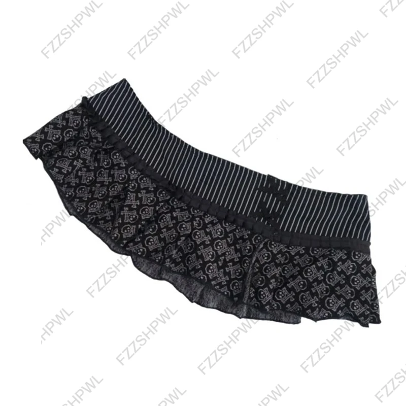 Skull Subculture Y2K Dress Harajuku Graphic Print Punk Mini Skirt Fashion Goth Low Rise Skirts Streetwear Hip Hop A-line Skirts