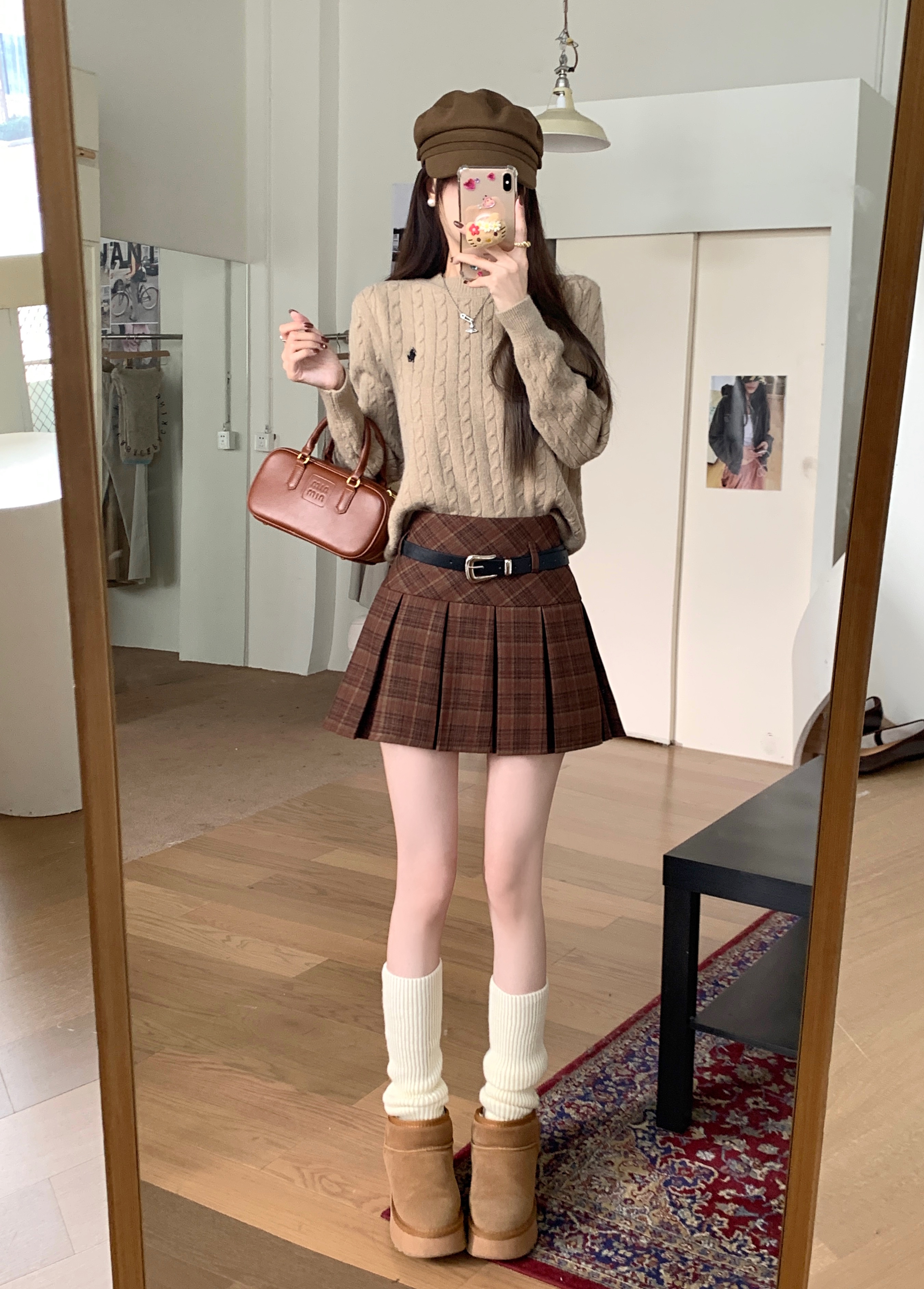 Korean style Winter Woolen Kawaii Mini Skirts Women Fashion Y2K Streetwear Tartan Pleated Plaid Skirt High Waist A-Line Skirt