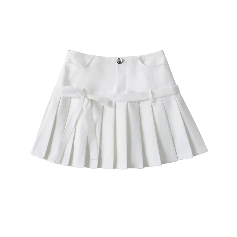 Women's Y2k A-line Pleated Skirt Vintage Plaid Mini Skirt Harajuku Korean Elegant Preppy Style Bow Skirts 2000s Clothes Summer