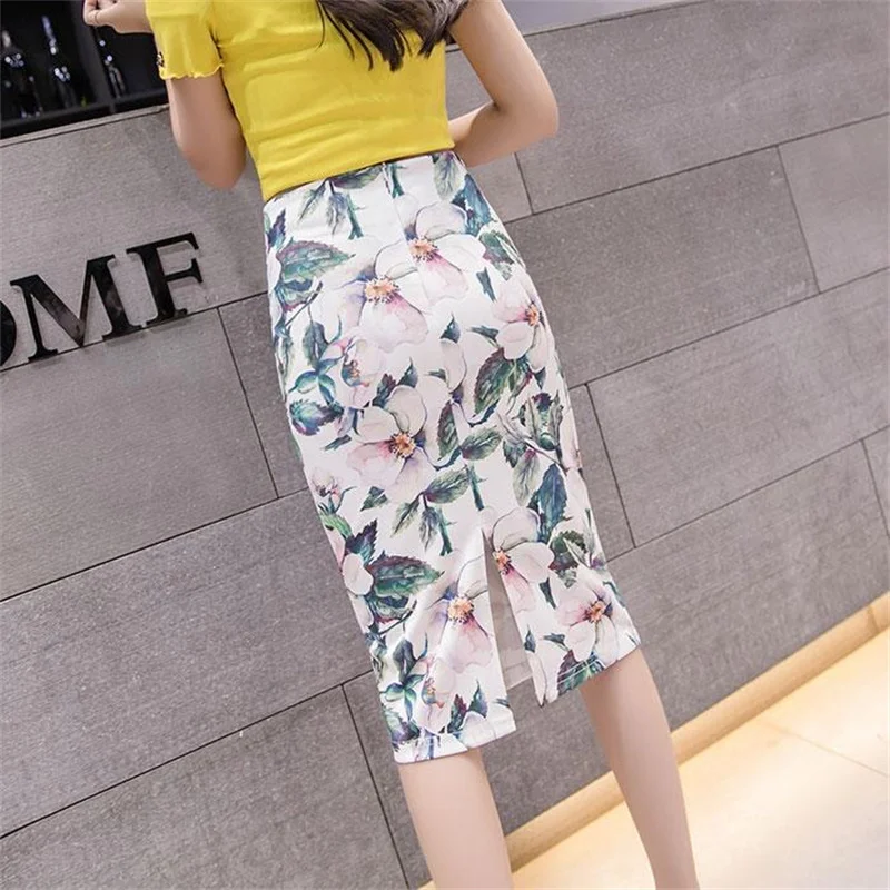 Streetwear Blue Skirt Ladies Spring Clothes Women's High Waist Harajuku Korean Style Vintage Print Skirt for Women Faldas Cortas