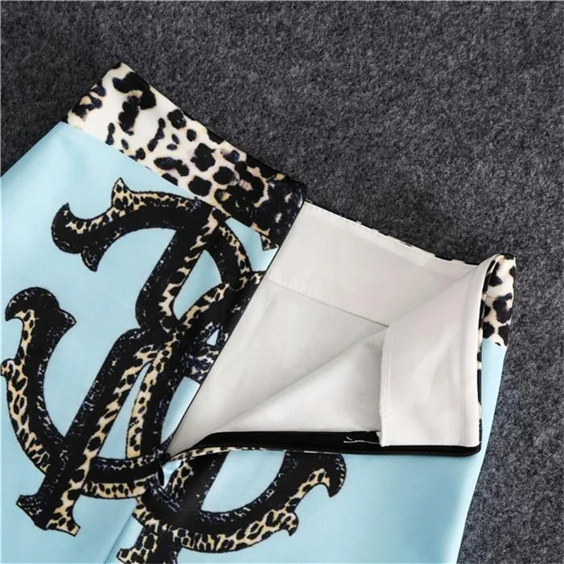 Streetwear Blue Skirt Ladies Spring Clothes Women's High Waist Harajuku Korean Style Vintage Print Skirt for Women Faldas Cortas