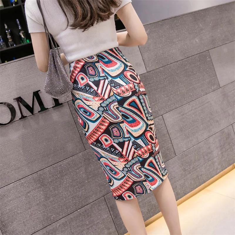 Streetwear Blue Skirt Ladies Spring Clothes Women's High Waist Harajuku Korean Style Vintage Print Skirt for Women Faldas Cortas
