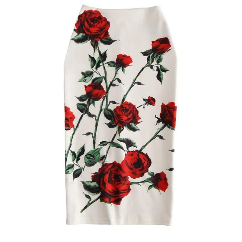 Streetwear Blue Skirt Ladies Spring Clothes Women's High Waist Harajuku Korean Style Vintage Print Skirt for Women Faldas Cortas