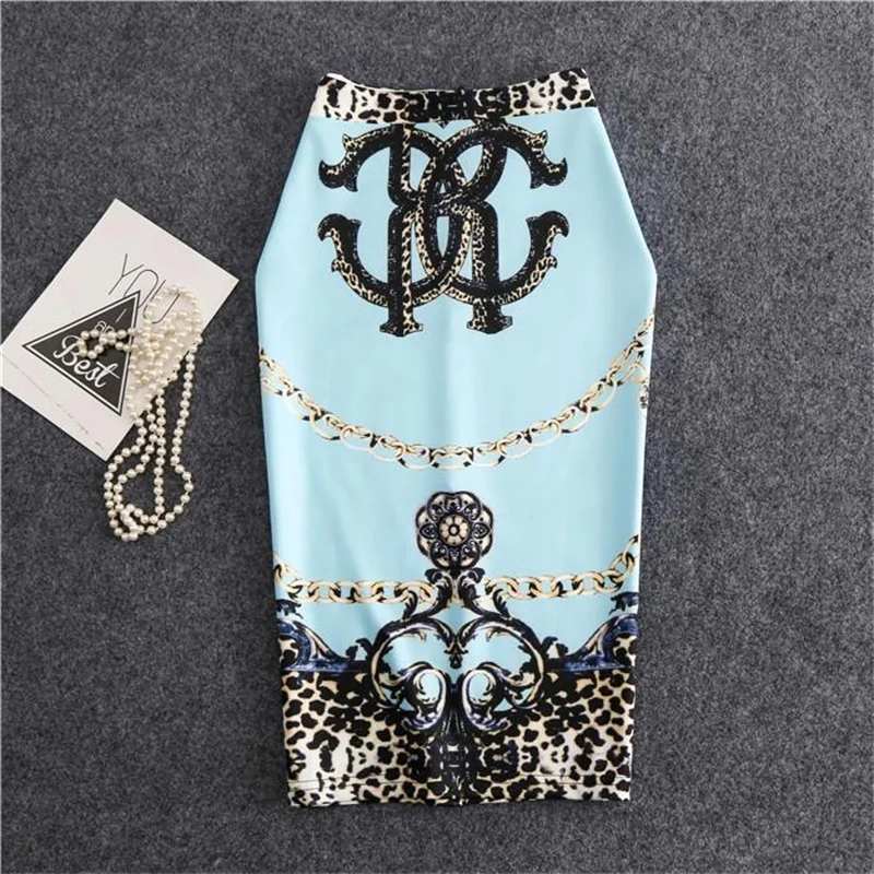 Streetwear Blue Skirt Ladies Spring Clothes Women's High Waist Harajuku Korean Style Vintage Print Skirt for Women Faldas Cortas