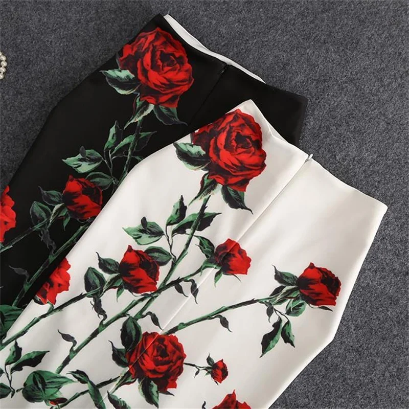 Streetwear Blue Skirt Ladies Spring Clothes Women's High Waist Harajuku Korean Style Vintage Print Skirt for Women Faldas Cortas