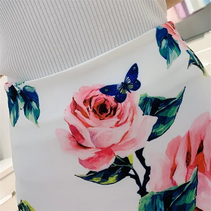 Streetwear Blue Skirt Ladies Spring Clothes Women's High Waist Harajuku Korean Style Vintage Print Skirt for Women Faldas Cortas