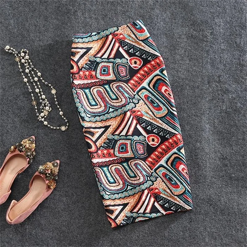 Streetwear Blue Skirt Ladies Spring Clothes Women's High Waist Harajuku Korean Style Vintage Print Skirt for Women Faldas Cortas