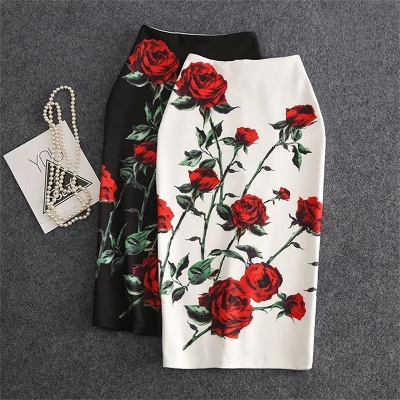 Streetwear Blue Skirt Ladies Spring Clothes Women's High Waist Harajuku Korean Style Vintage Print Skirt for Women Faldas Cortas