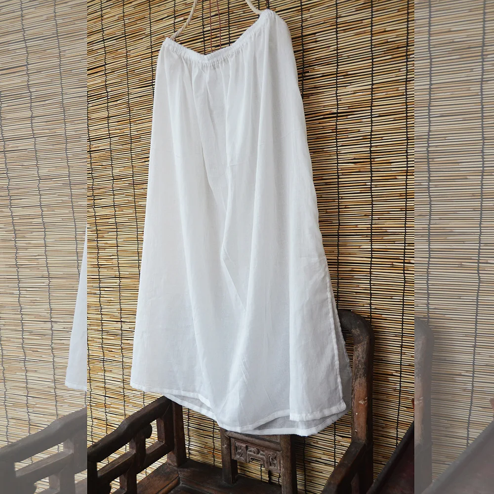 Johnature Women Casual White Skirts Cotton 2025 Summer New Female A-Line Skirts