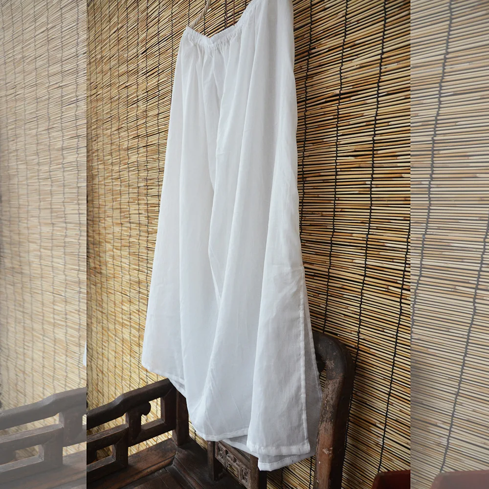 Johnature Women Casual White Skirts Cotton 2025 Summer New Female A-Line Skirts
