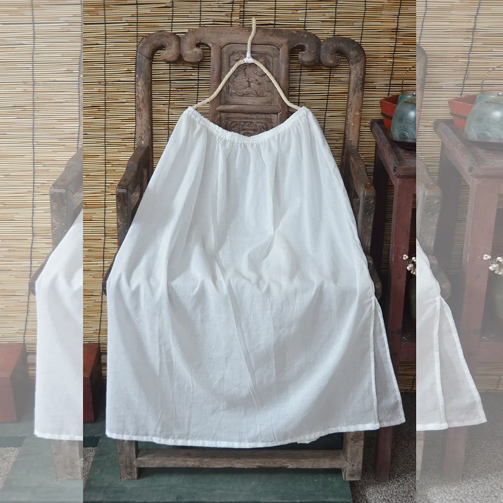 Johnature Women Casual White Skirts Cotton 2025 Summer New Female A-Line Skirts