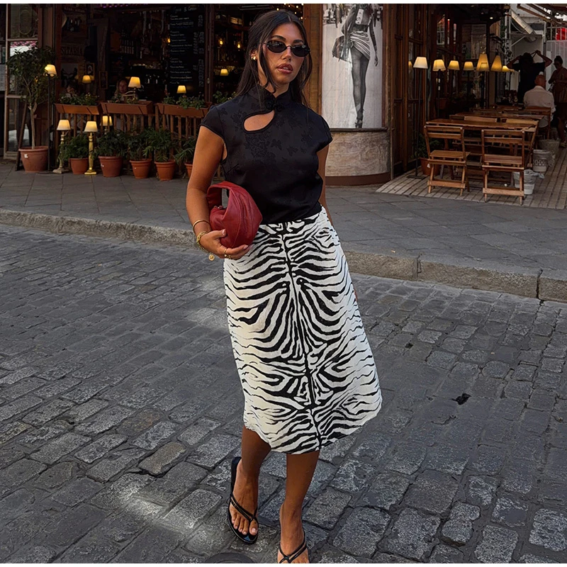 Fashion Zebra Print Women's Skirt High Waist Straight Loose Skirt Chic 2026 Spring Summer New Street Daily Wear Ladies Clothing