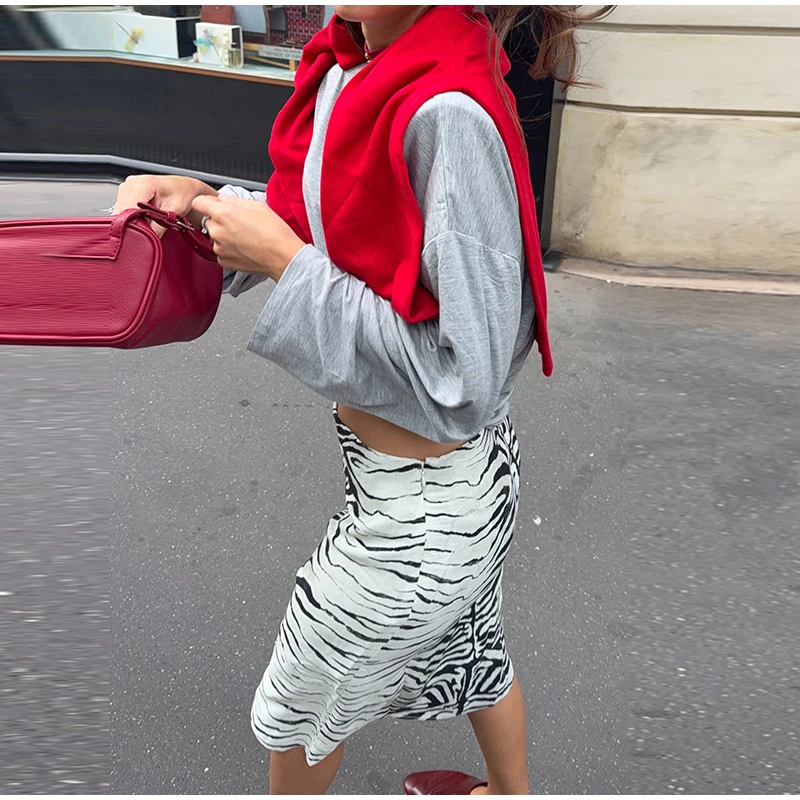Fashion Zebra Print Women's Skirt High Waist Straight Loose Skirt Chic 2026 Spring Summer New Street Daily Wear Ladies Clothing
