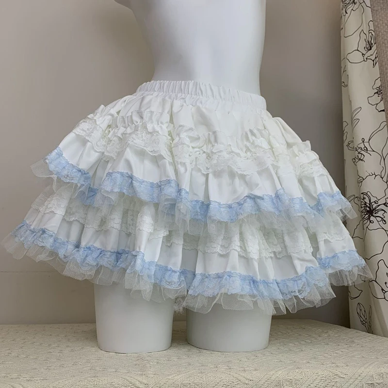Zoki Lolita Sweet Cake Skirts Women Slim Lace Patchwork Sexy Mini Ball Gown Skirts Kawaii Casual Japan Cute Summer A Line Skirt