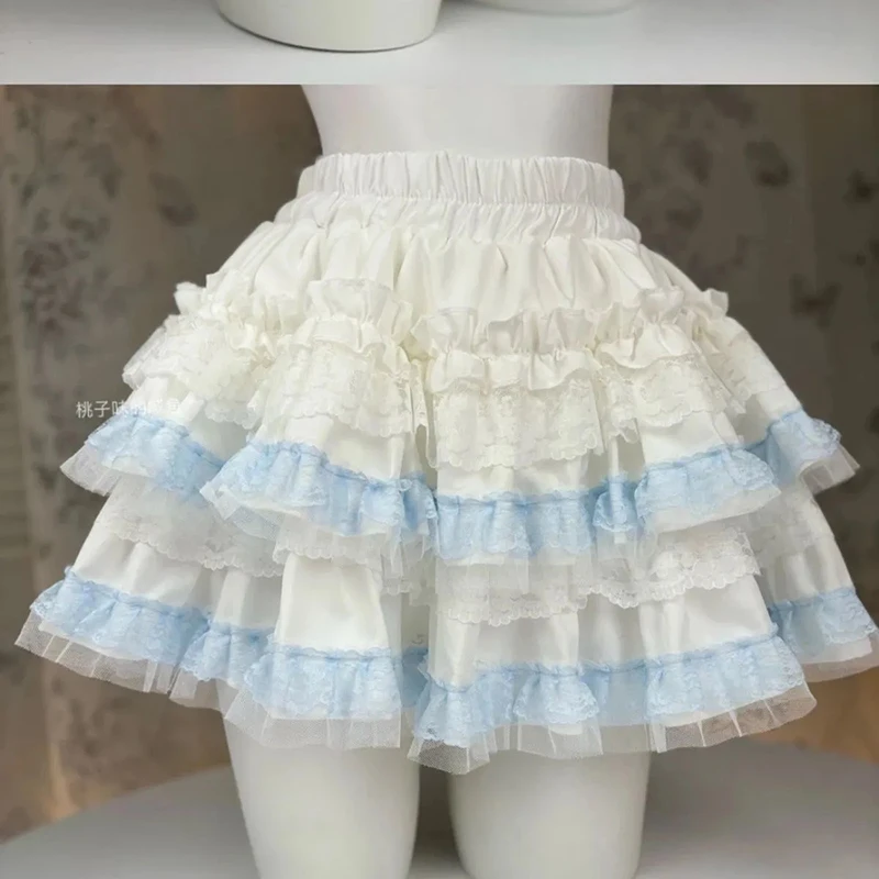 Zoki Lolita Sweet Cake Skirts Women Slim Lace Patchwork Sexy Mini Ball Gown Skirts Kawaii Casual Japan Cute Summer A Line Skirt