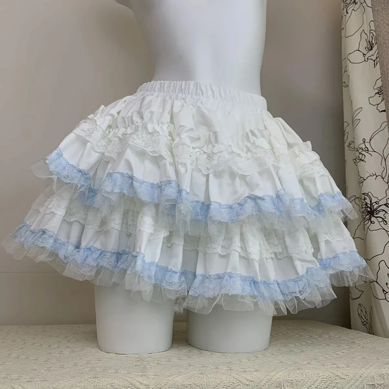 Zoki Lolita Sweet Cake Skirts Women Slim Lace Patchwork Sexy Mini Ball Gown Skirts Kawaii Casual Japan Cute Summer A Line Skirt