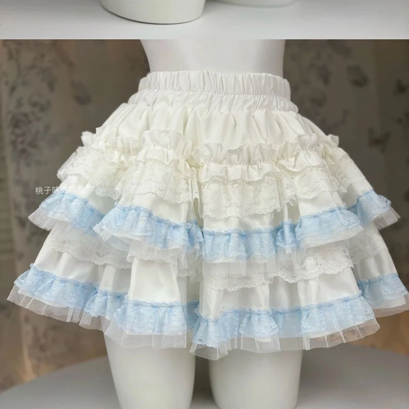 Zoki Lolita Sweet Cake Skirts Women Slim Lace Patchwork Sexy Mini Ball Gown Skirts Kawaii Casual Japan Cute Summer A Line Skirt