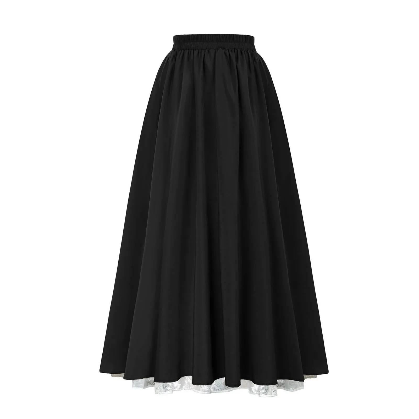 Brown Ruffled High Waisted Long Victorian Skirt Steampunk Lace Skirts Women Vintage Medieval Cosplay Costumes Party Gothic Skirt