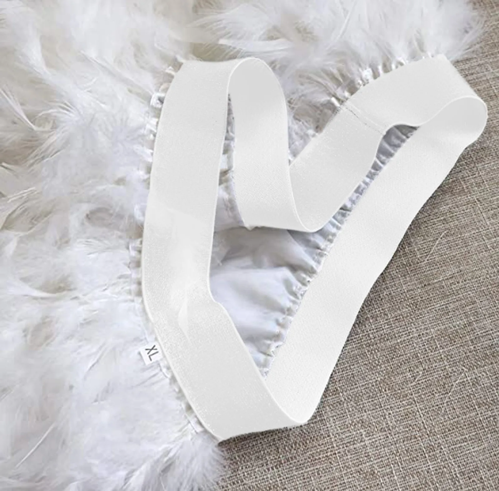 Women White Skirt Puffy Feather High Waist Performance Stage Dancing Costumes Women Skirt Irregular Elastic A-Line Skirt