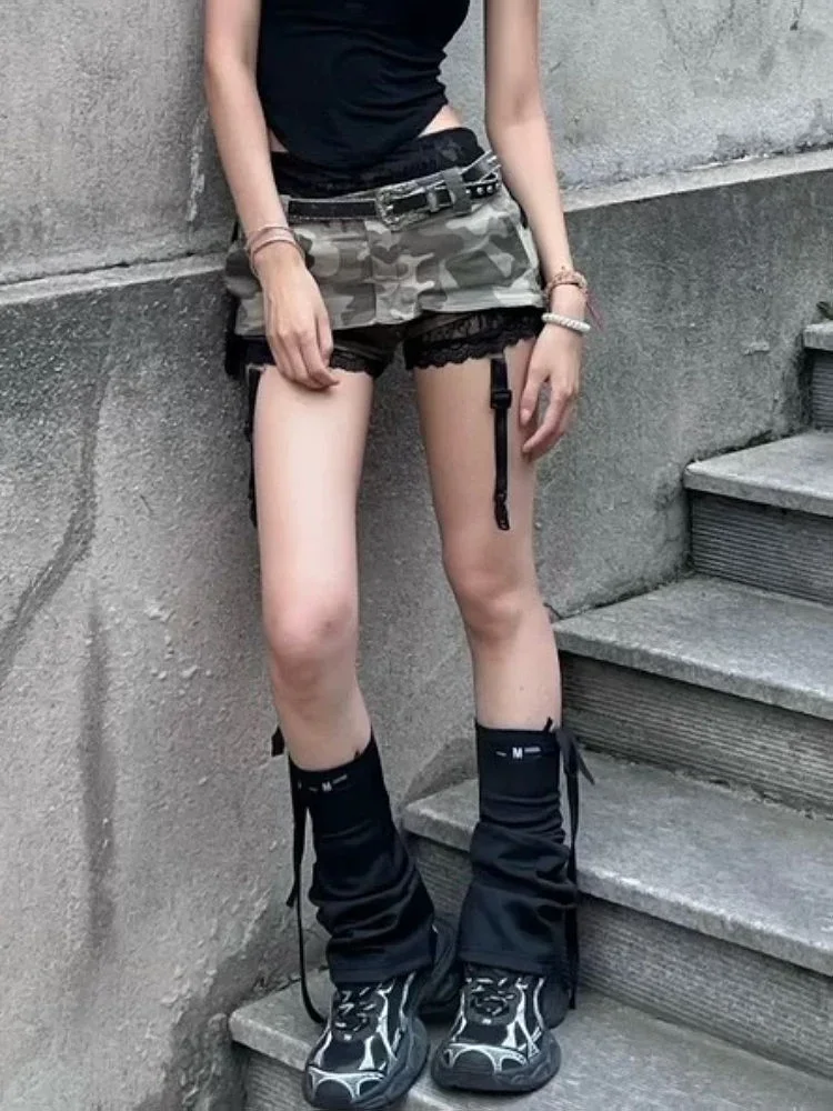 Y2K Retro Summer Camouflage Low Waist Denim Skirt for Women Fashion Street Sexy Gothic Harajuku Slim Street Clothing Short Skirt