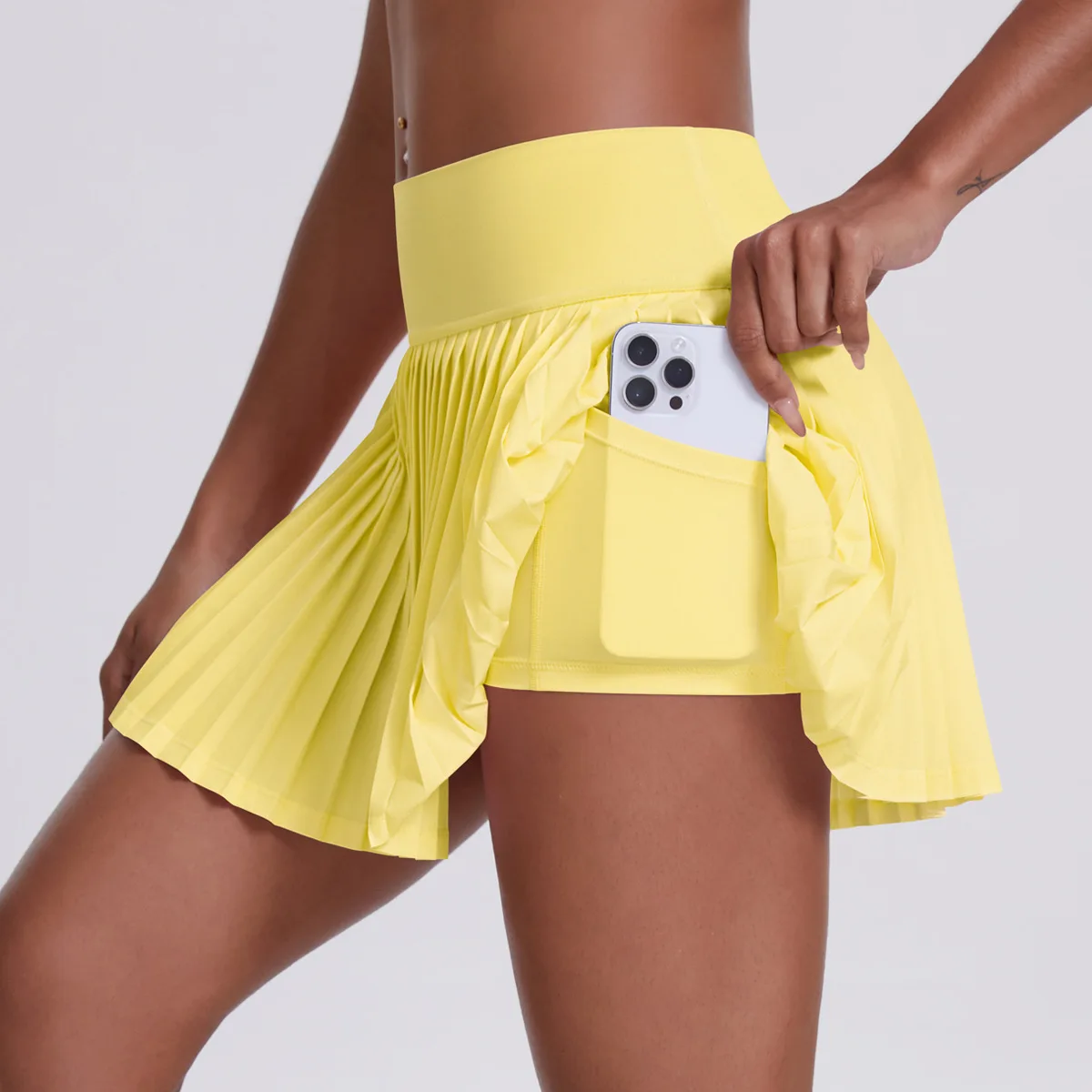 Women Sports Pleated Skirts With Shorts Inside Workout Summer Training Tennis Gym Pocket Skirt Casual
